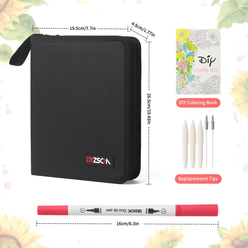 ZSCM QUALITY DECIDES THE FUTURE ZSCM Art Duo Tip Brush Markers Set, 60 Colors Fine Brush Tip Artist Drawing Pens Set with Coloring Book, for Adult Sketching Journal Planner Gifts - Image 3